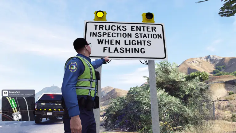 Truck inspection station sign