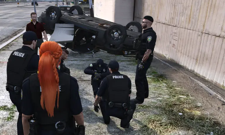 Officers working a crash scene