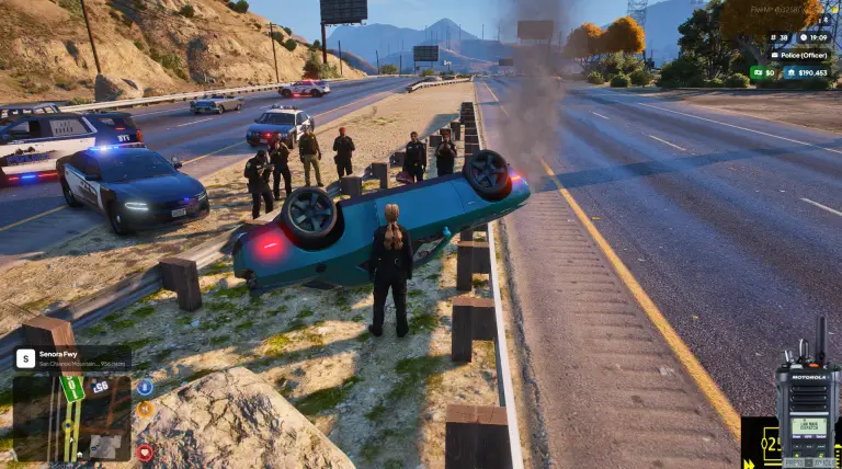 Crowd gathered at a wreck